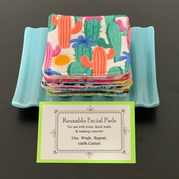 Reusable Facial Pads 100% Cotton Cute Prints Sustainable Eco Friendly Pick Ten - Picture 1 of 5
